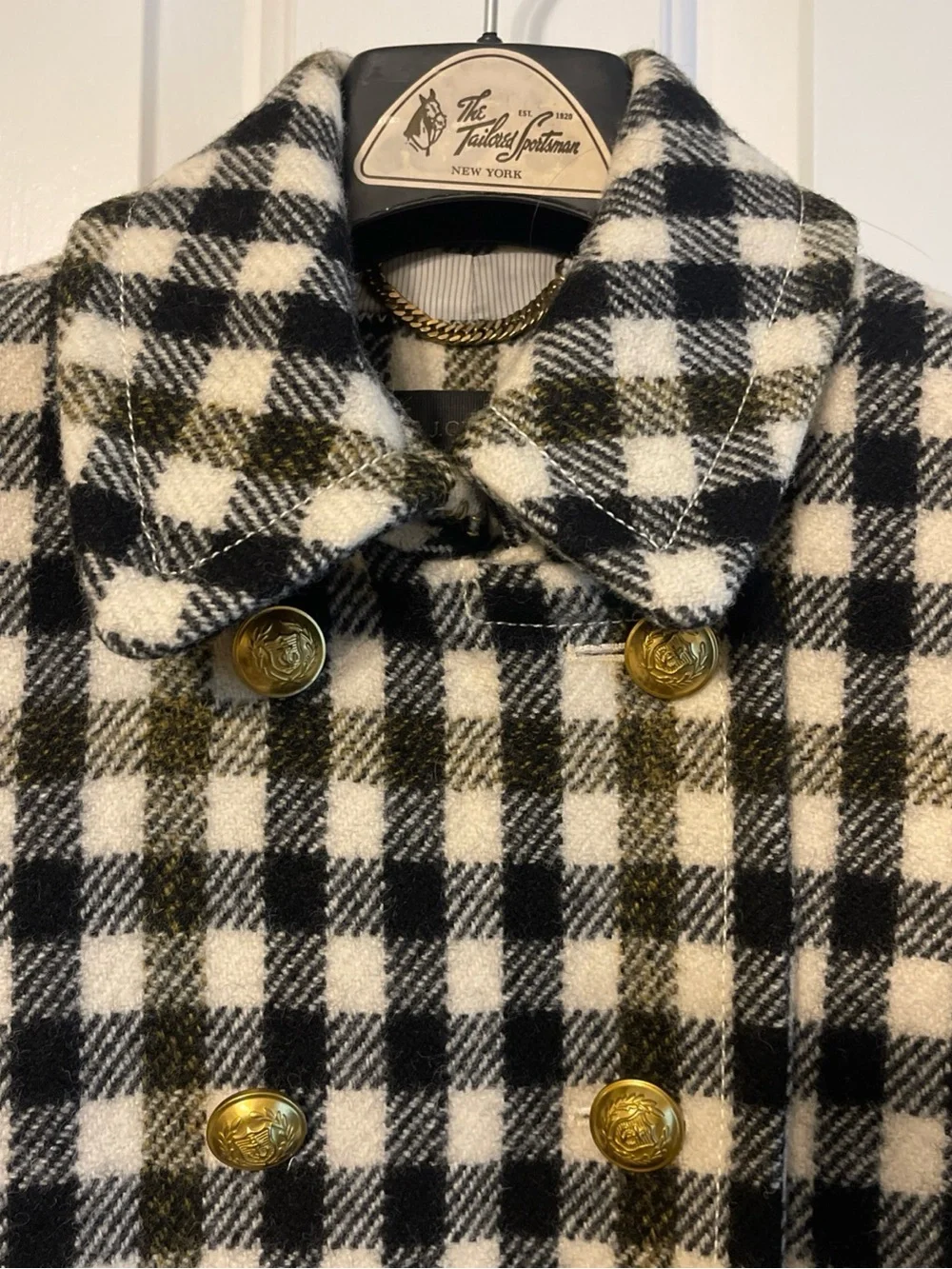 J. CREW Ladies Double Breasted Long Wool Coat, Ivory Multi plaid, Sz 8 NWOT! - Picture 4 of 16